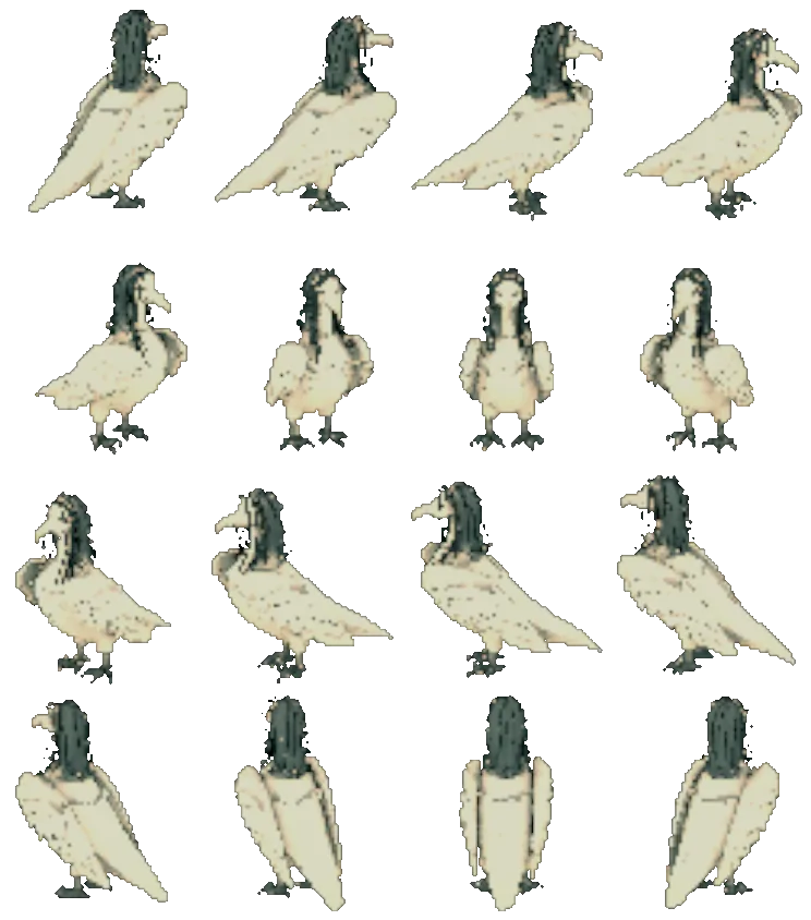 The Harpies, turning on itself: sixteen views rendered from the game itself.