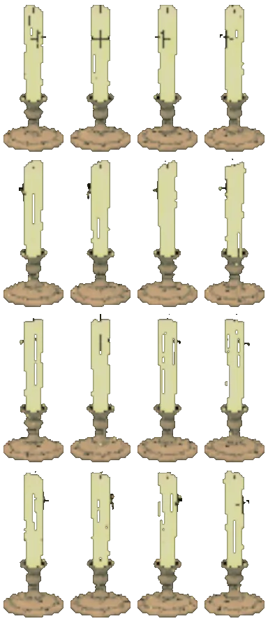 The candle, turning on itself: sixteen views rendered from the game itself.