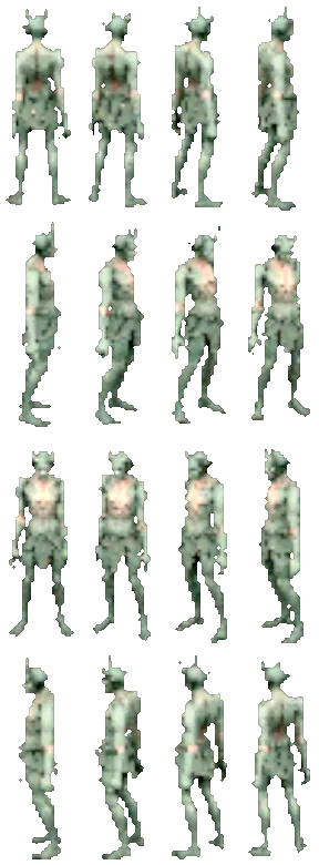 The body the game gives to the damned, turning on itself: sixteen views rendered from the game itself.