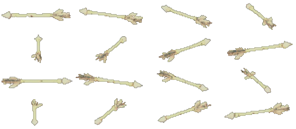Arrow, turning on itself: sixteen views rendered from the game itself.