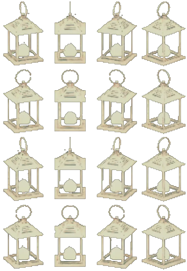 The lamp, turning on itself: sixteen views rendered from the game itself.
