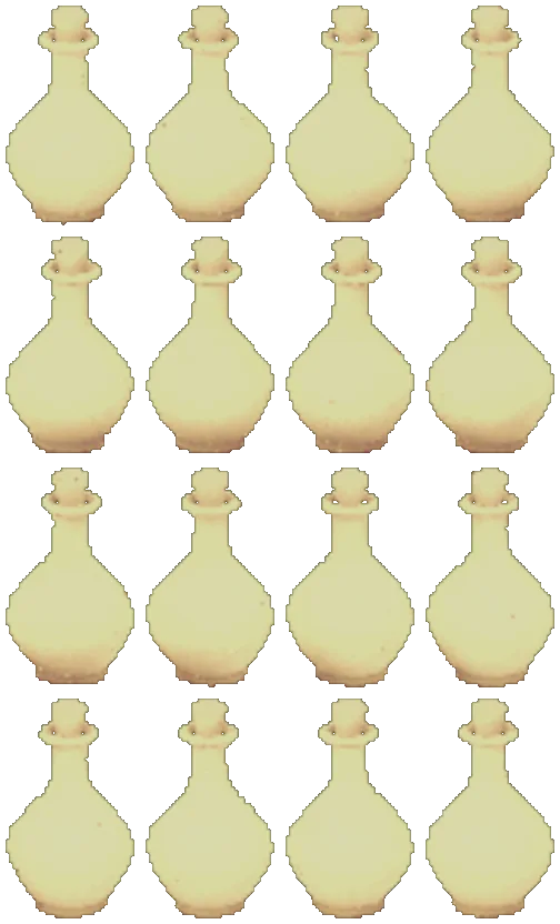Flask of oil, turning on itself: sixteen views rendered from the game itself.
