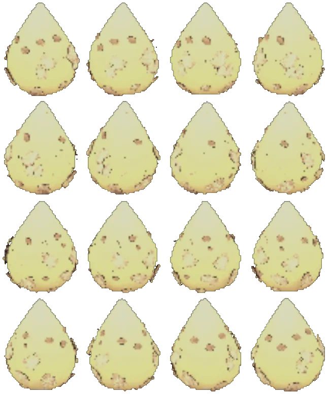Resin tear, turning on itself: sixteen views rendered from the game itself.