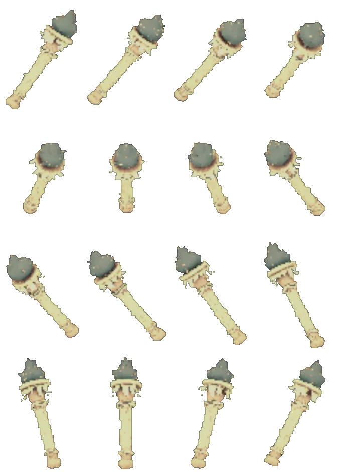 Torch, turning on itself: sixteen views rendered from the game itself.